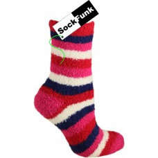Fluffy Bed Socks Multi Coloured Stripes